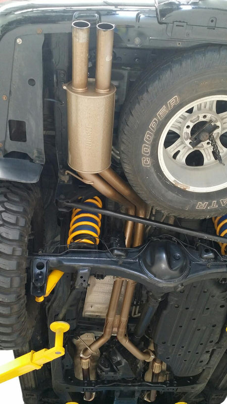 King Brown exhaust 200 series landcruiser under vehicle