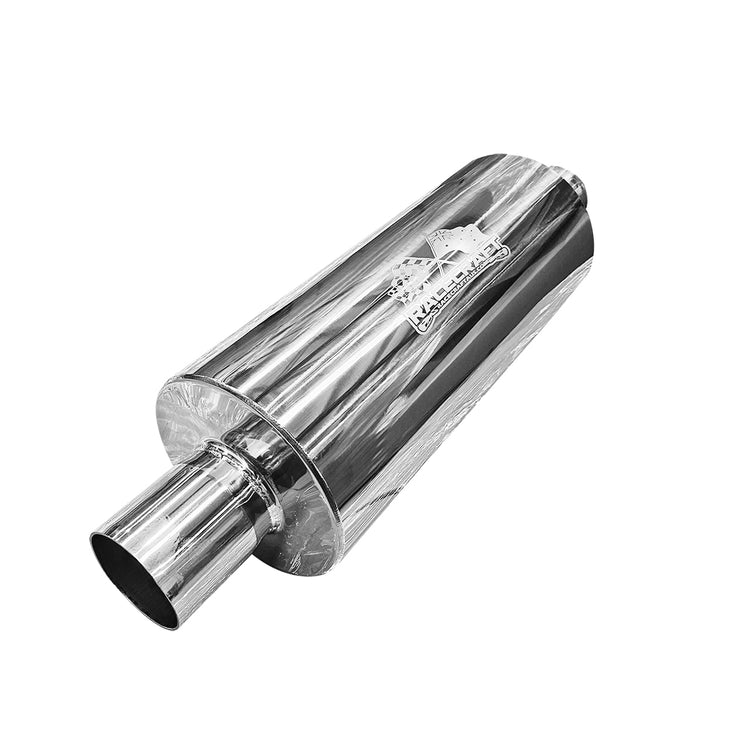 Muffler Polished Stainless Steel Round Barrel Cannon Racecraft 