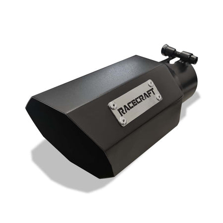 Close up of Pacemaker hex exhaust tip showing stainless finish and shape