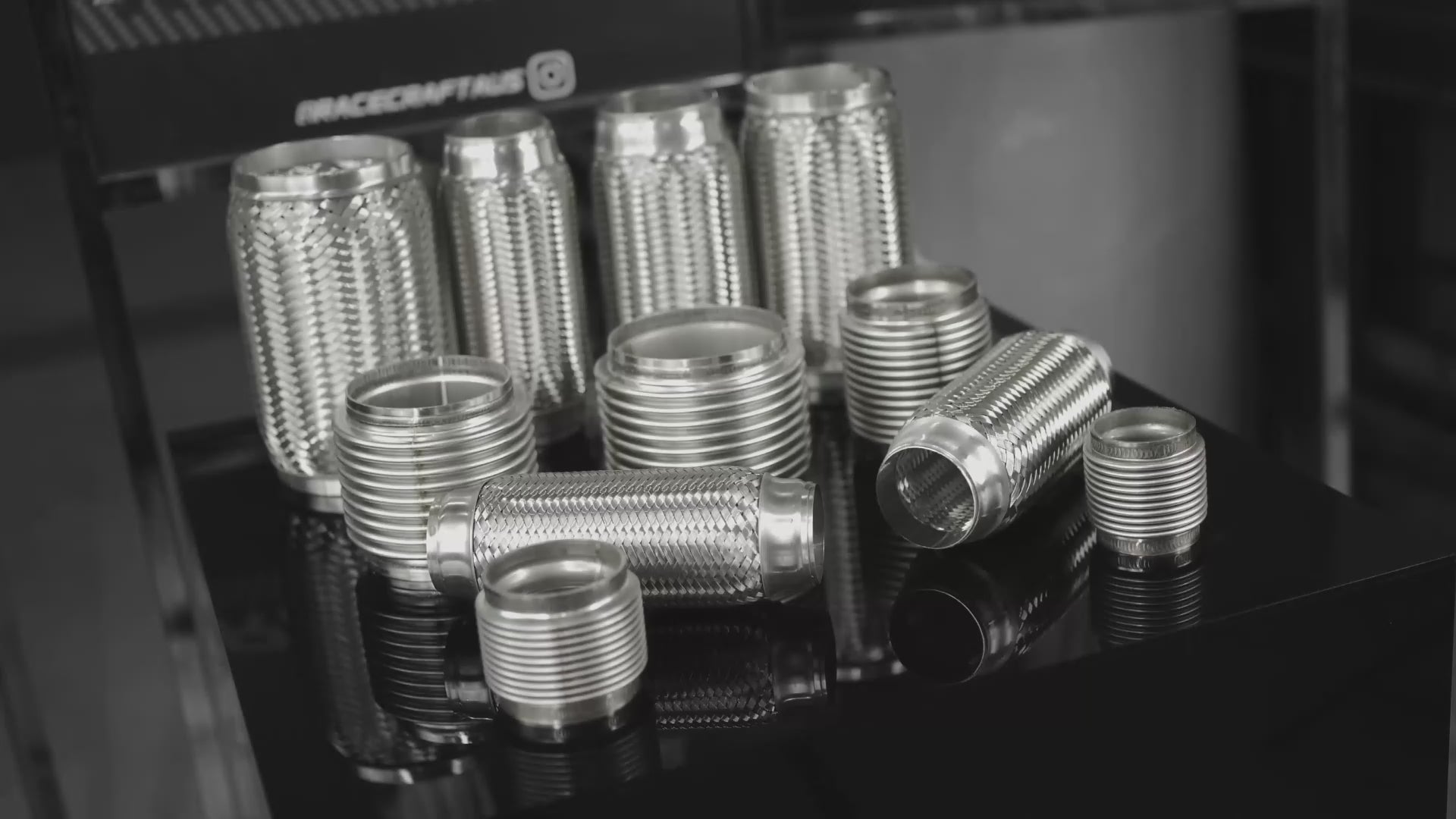 racecraft flex bellow join braided stainless flexible joint for custom exhaust fabrication