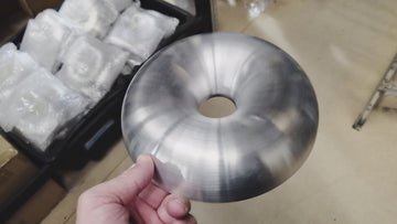 Aluminium half donuts being used to fabricate custom bends in aluminium intercooler piping