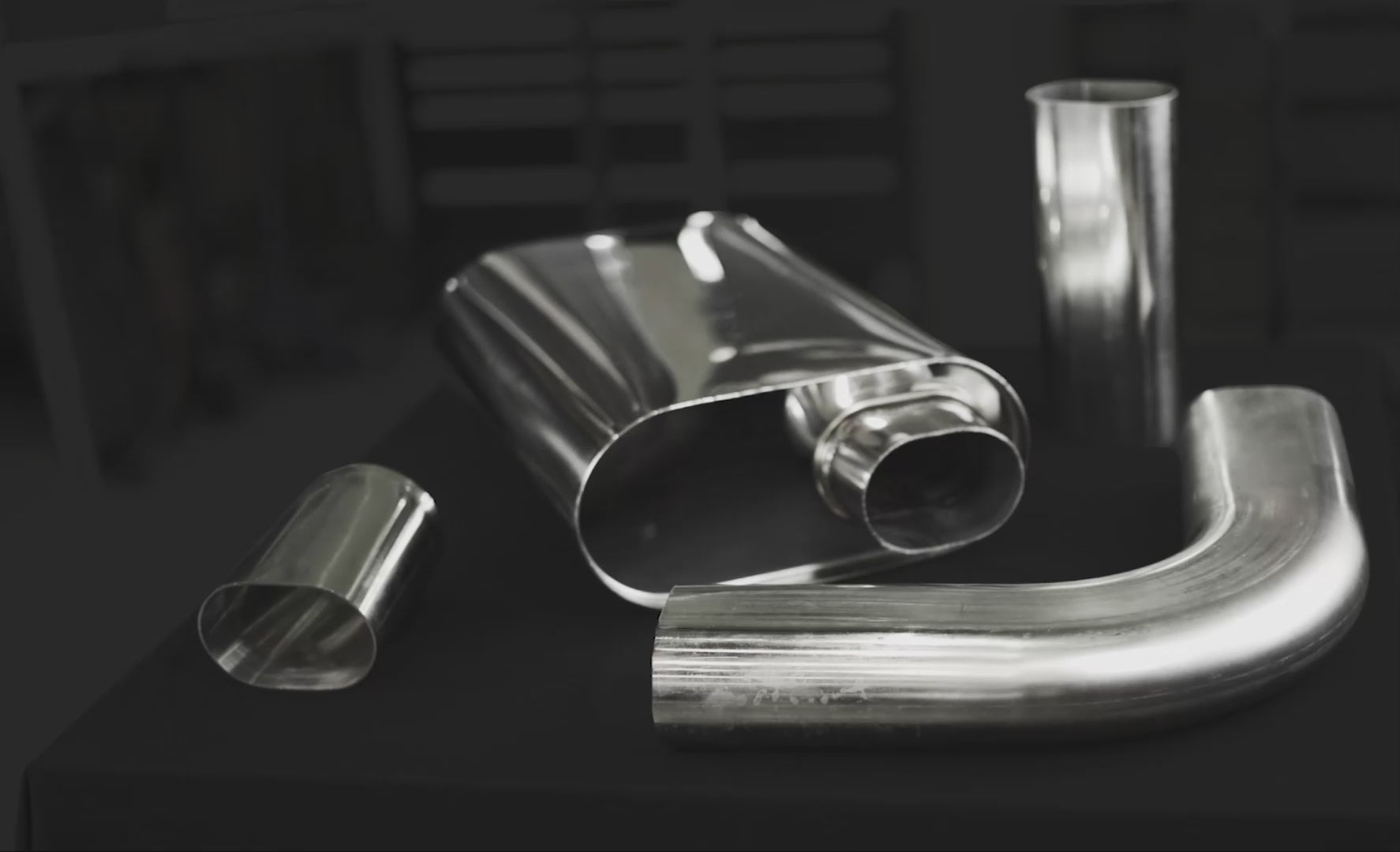 Overview of Racecraft oval 3.0 exhaust components showing bends and reducers