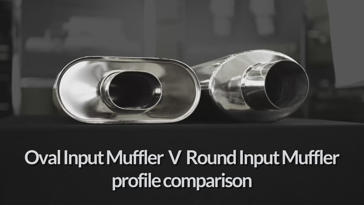 racecraft oval input muffler comparison with regular muffler close up