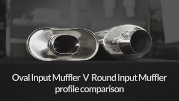 racecraft oval input muffler comparison with regular muffler close up