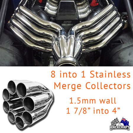 racecraft 8 into 1 merge collector stainless steel