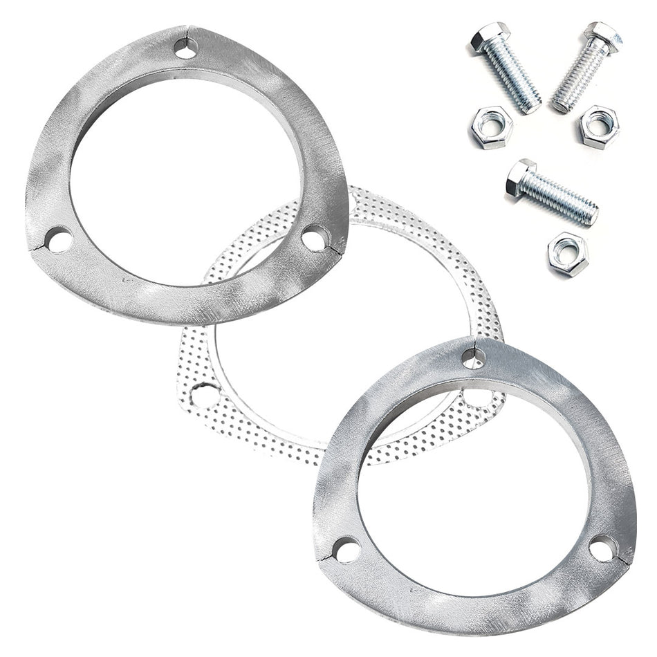Exhaust flange kits in mild steel and stainless steel with multiple sizes and bolt patterns