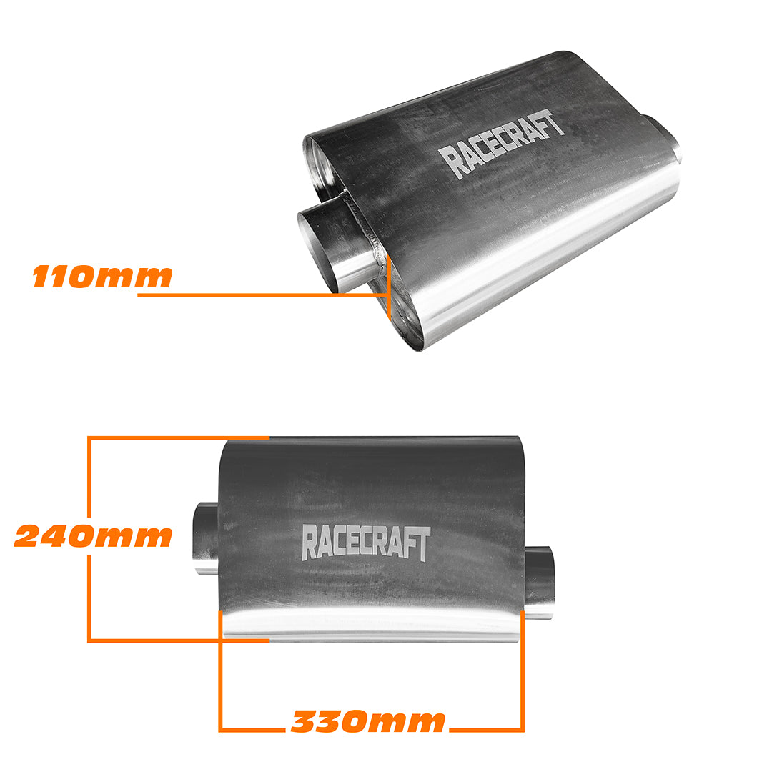racecraft oval 3.0 exhaust muffler dimensions