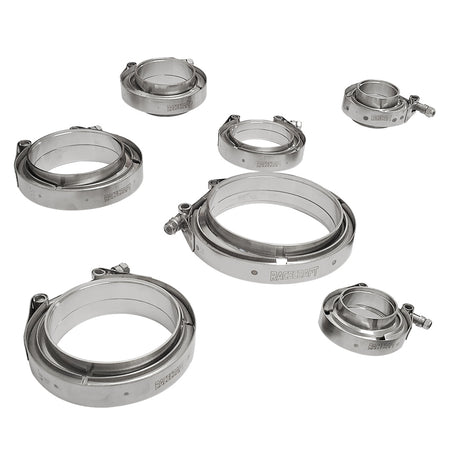 Exhaust V-band clamp kits with multiple sizes and clamp options