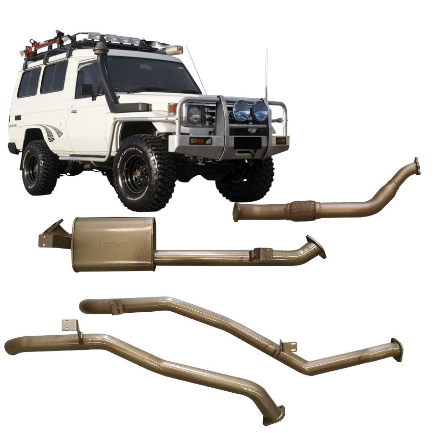 toyota landcruiser 78 series hdj78 urbo back exhaust system by king brown