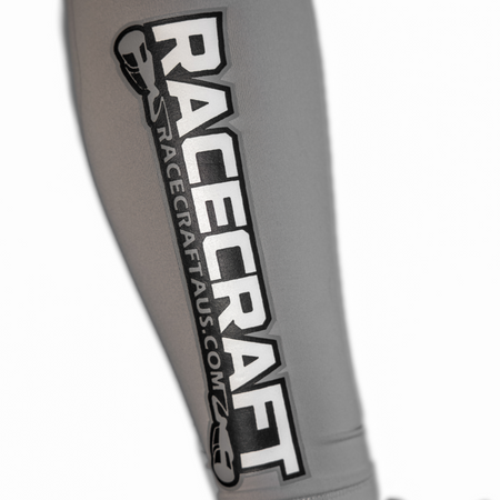 rc racecraft gray leggings tights close up view print on leg