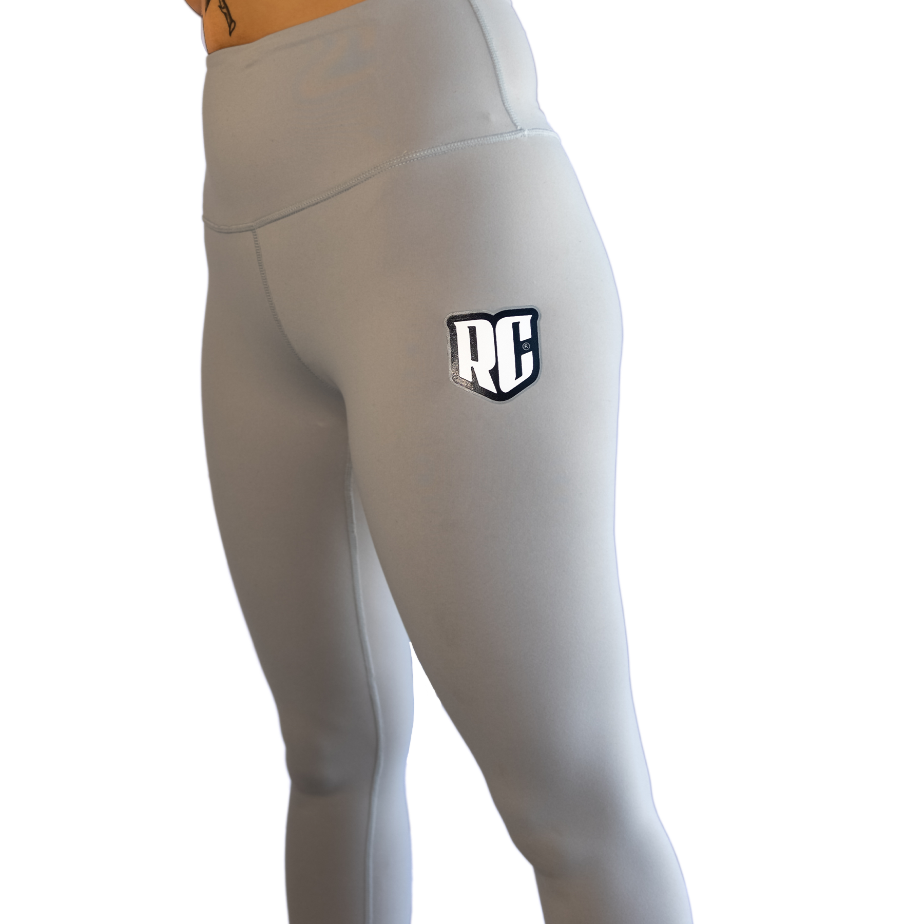 rc racecraft gray leggings tights closeup angled view
